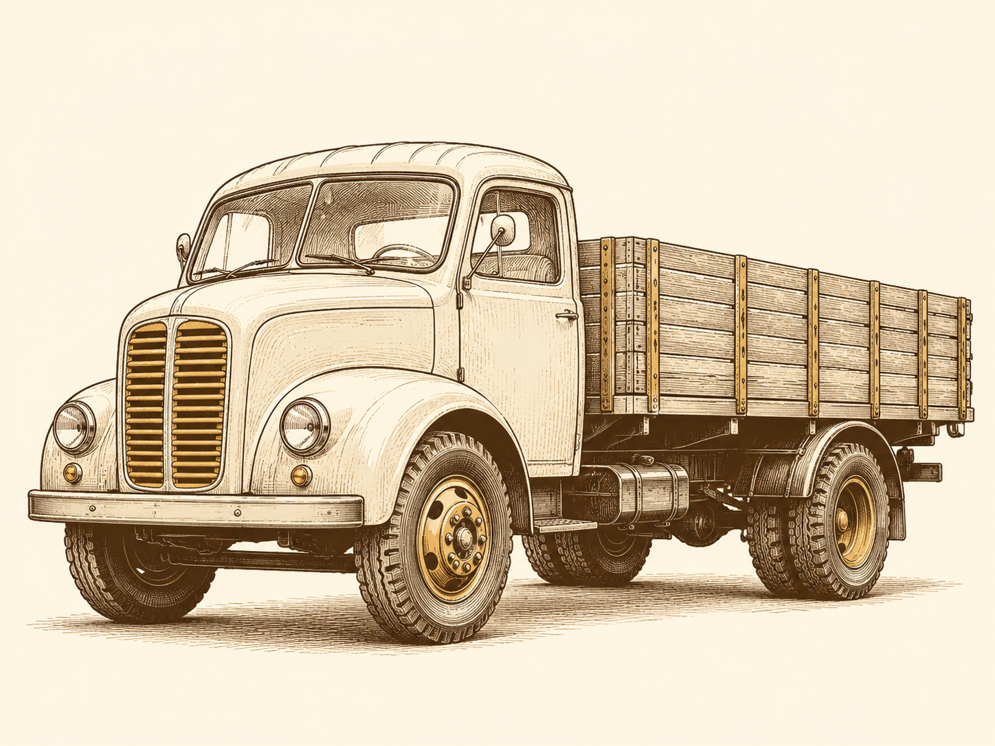 Esquisse vintage — Camions et utilitaires anciens