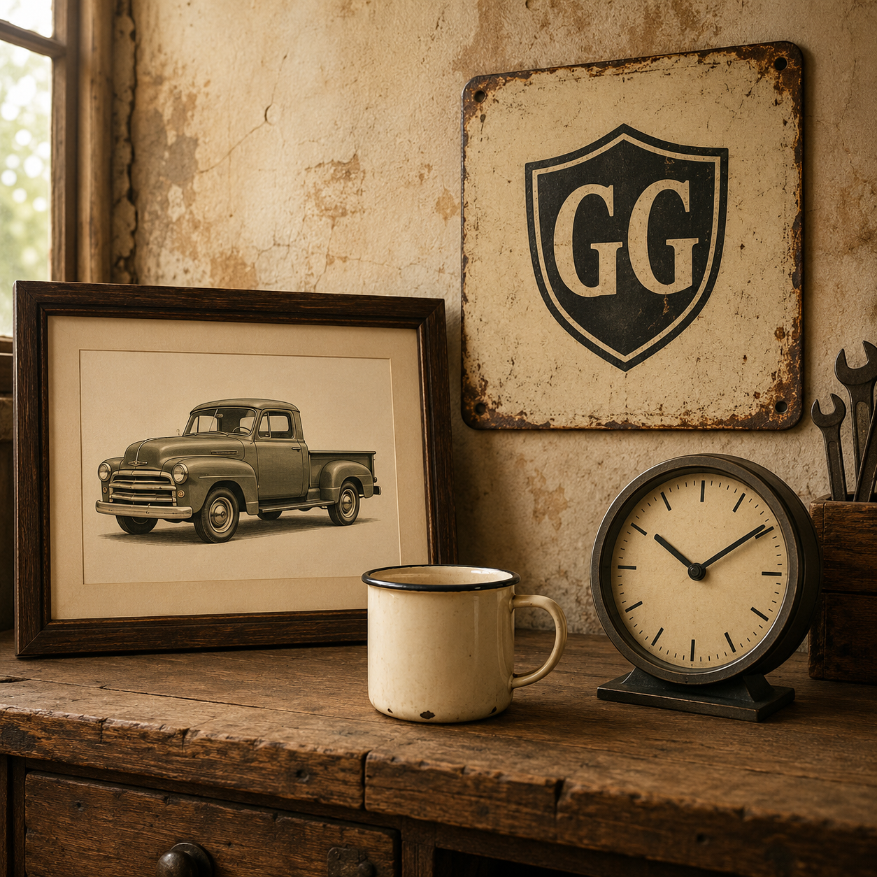 Plaque métal vintage GG